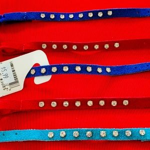 Brand New Set of 5 Velvet With Rhinestones cat Collars